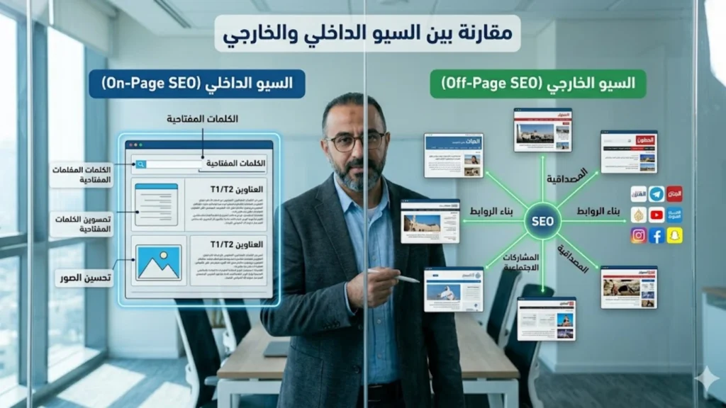 مقارنة بين السيو الداخلي والخارجي في ايش معنى سيو بالعربي
