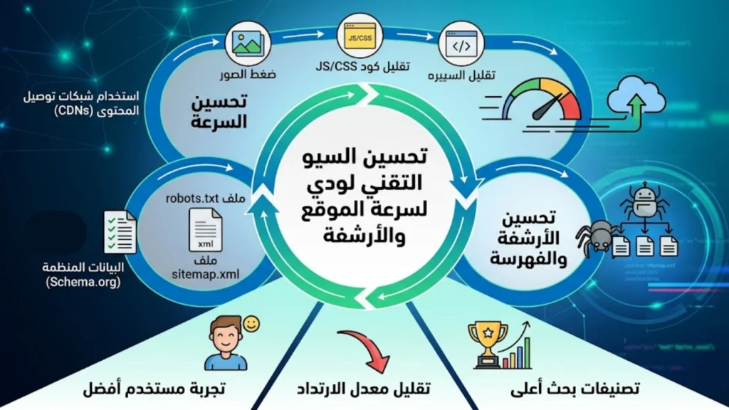 تحسين السيو التقني لسرعة الموقع والأرشفة