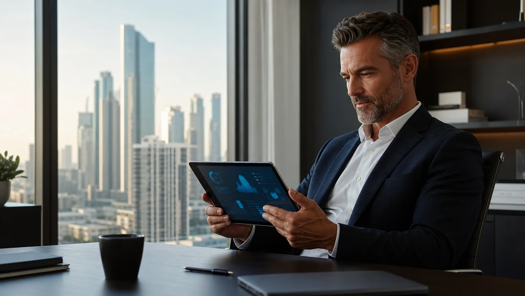 Real estate developer marketing team reviewing a commercial investor's decision journey on a laptop