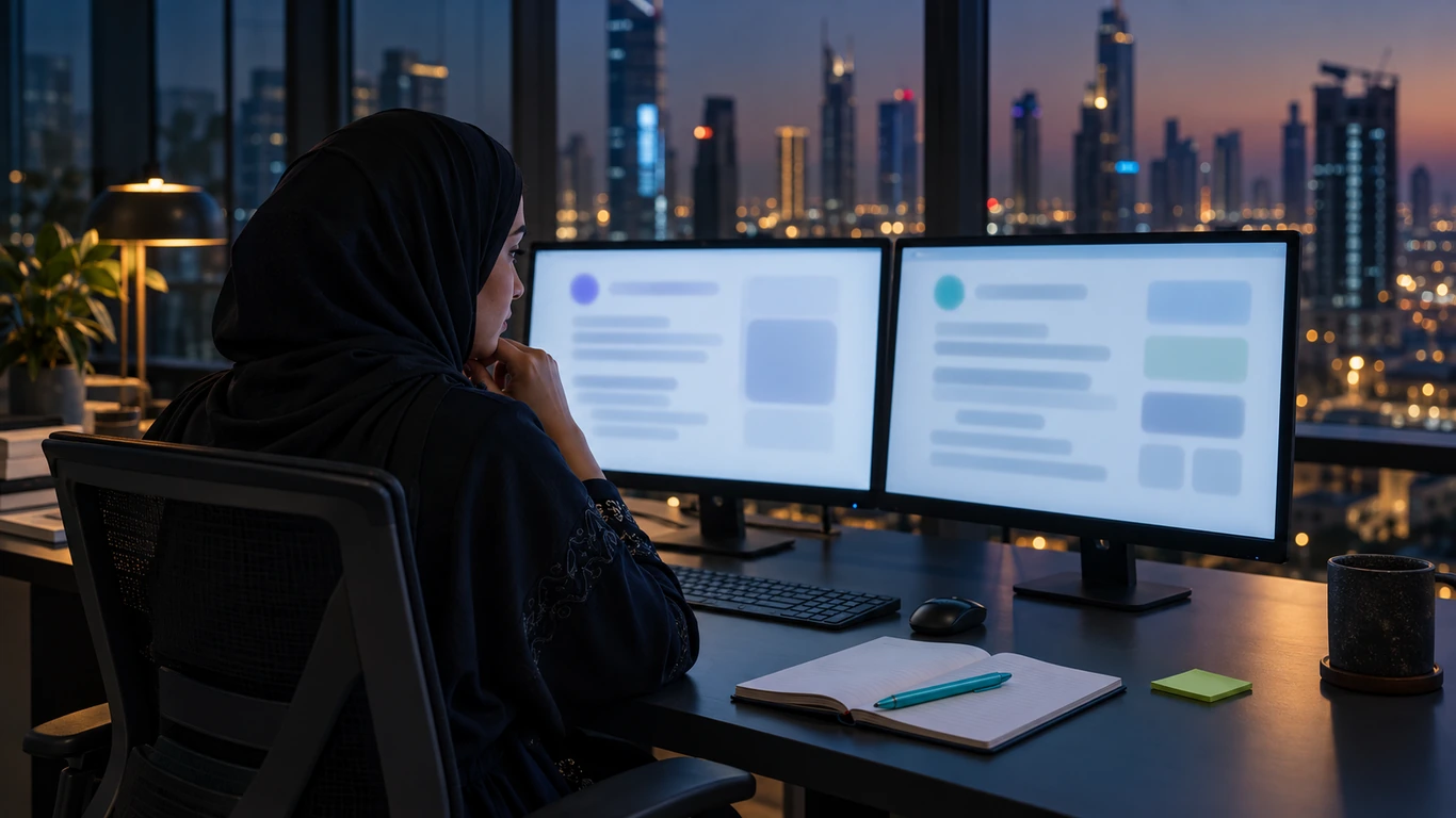 LLM visibility check: a B2B marketing lead comparing AI answers on two screens
