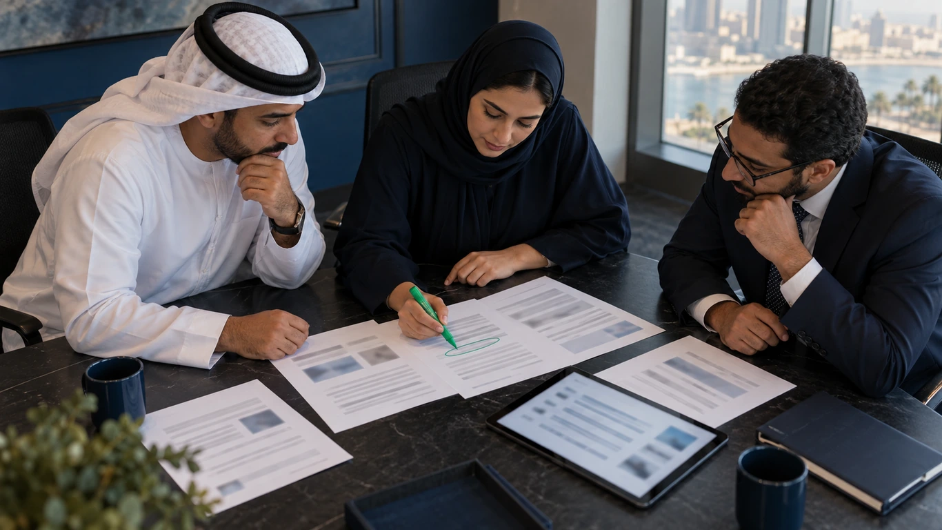 Leadership team reviewing which sources mention their company