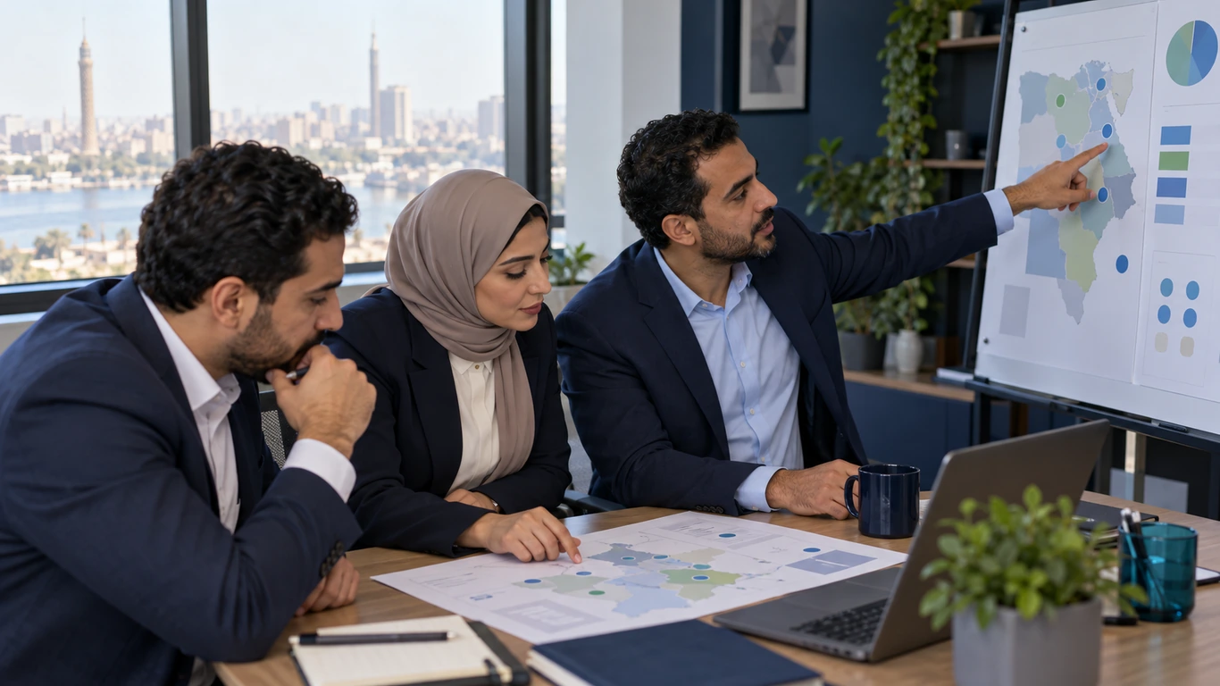 Principal and distributor colleagues comparing account coverage in a business review