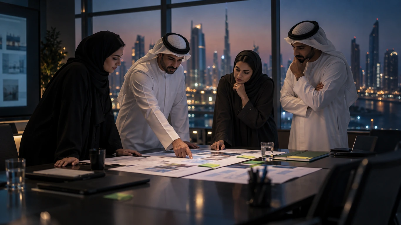 Go to market strategy for the GCC: a leadership team reviewing a list of assumptions before expanding
